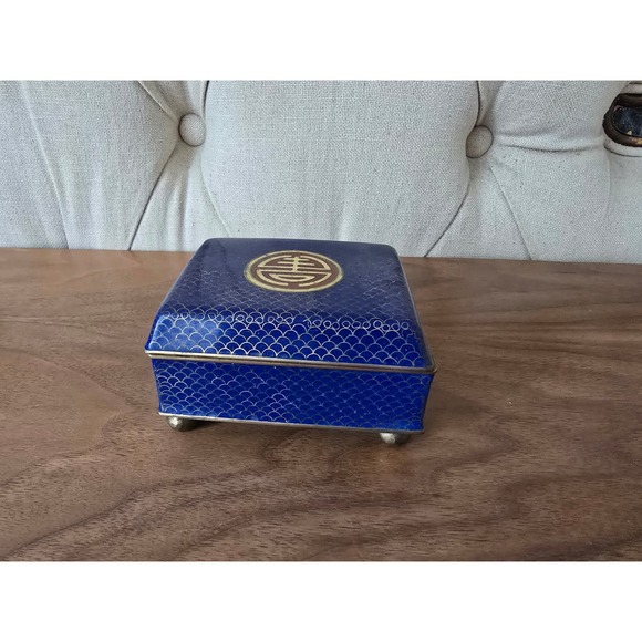 Other - Vintage Chinese blue cloisonné enamel trinket box